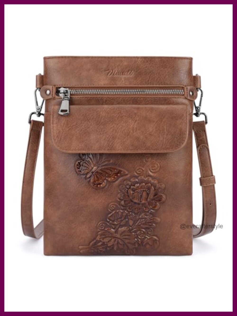 Small Crossbody Purse Vegan Leather Multi Pocket Bag Adjustable Strap